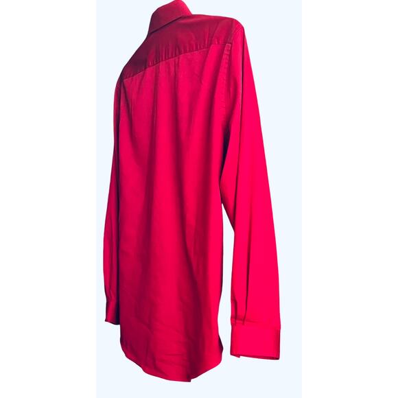 VAN HEUSEN LONG SLV BUTTON-UP DRESS SHIRT, MENS, XL - 17/17-1/2. (34-35), RED - Picture 5 of 11